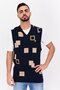 Men V Neck Sleeveless Brand Logo Sweater, Navy