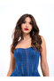Blue Pleated Denim Dress - Fame Women'S, Thin Straps
