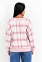 Women V-Neck Checkered Sweatshirt, Purple - 2