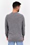 Men V Neck Long Sleeve Brand Logo Sweatshirt, Grey - 3