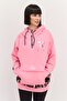 Women Printed Logo Half Zip Hoodie, Pink