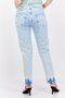 Women Carrot Fit Washed Stretchable Mom Jeans, Blue - 3