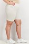 Women High Waist Ribbed Knitted Shorts, Off White - 3