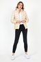 Beige Blocky Women's Coat & Coat - 5