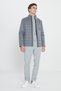 Men's Gray Standard Fit Regular Fit Stand Collar Quilted Patterned Puffer Coat with Side Pockets - 2