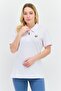 Women Spread Collar Short Sleeves Brand Logo Polo Shirt, White