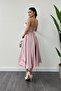 Satin Fabric Back Rope Detail Midi Dress - Pudra - 5