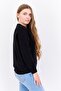 Women Crew Neck Embroidered Logo Sweater, Black - 2