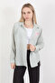 Women's bow print oversized striped shirt khaki white - 71567