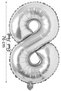 Foil Balloon 8 Number Helium Balloon 76 cm Silver Color - 8 Years Old Balloon - 8 Number Balloon - 34 Inch