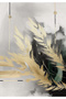 Hari̇kabi̇rev | Gold-Black-Gray Abstract Leaf Combination 02 | Tempered Frame Glass Table 2 Pieces Vertical - 2
