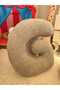 Plush g Letter Cushion Decorative Throw Pillow Light Gray Teddy Fabric Large Size 50 cm - 2