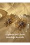 Gold Zircon Stone Detailed Double Color Polar Star Brass Earrings - 2