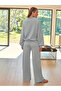 Loose-Fit Sweatpants and Boat Neck Drawstring Top - 2-Yarn Fabric Comfortable and Trendy Two-Piece Sports Set - 2