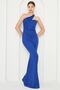 Cobalt Blue Flexible Diver Fabric Cross Collar Strap Design Evening Dress 582211 - 2