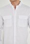 Double Pocket Flap Lycra Cotton Linen Texture Slim Fit Men's Shirt