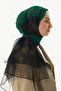 Green Wool Shawl - 40% Silk, 60% Wool, Stripe Pattern - 3