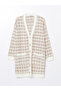 Brown V-Neck Patterned Women's Knitwear Cardigan - 5