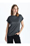 Black Stand Collar Shiny Look Women's T-Shirt