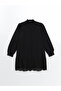 Black Judge Collar Embroidered Poplin Women's Tunic - 5