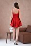 Atlas Fabric Thin Suspender Skirt Fold Flared Cutout Princess Model Strapless Neckline Red Dress 102 - 3
