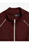 Long Sleeve Cotton Blended Pocket Detailed Ribbed Zipper Sweatshirt - 3