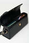 Women's Ferret Black Textured Faux Leather Lined Snap Closure Handbag and Shoulder Bag - 5