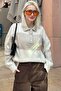 Beige Buttoned Polo Neck Striped Women's Sweater Mg2286 - 2