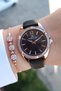 Cut Glass Rose/Black Steel Bracelet Women's Wristwatch