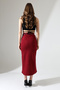 Bordo Suede Skirt Maxi Length 92 cm Front Slit Maxi Long Suede Skirt - 8
