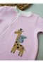 6-9 12-18 18-24 24-36 Months Animal Embroidered Honeycomb Fabric Rose Zipper Baby Girl Romper Pink - 3