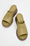 Adeni Women's Genuine Leather Wedge Heel Slippers Green - 7