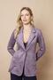 Women's Lightweight Stretch Fabric Suede Fabric Pocket Detailed Buttoned Stylish Blazer Lightweight Long Jacket-Grey - 4