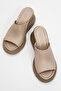Adeni Women's Genuine Leather Wedge Heel Slippers Gray - 7