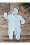 0-3 3-6 6-9 Months Hat Vest Detailed Halter Baby Boy Jumpsuit Ecru - 2