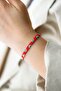 Ka-026 Miyuki Bracelet - Half Evil Eye Series - Full Lap - Chain Closure - Red