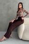 Women's Coffee High Waist Elastic Waist Velcro Palazzo Fabric Pants