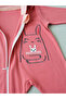 6-9 9-12 Months Ef Line Size Zippered Rabbit Embroidered Hooded Baby Romper for Girls Boys Rose Dried - 3