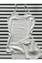 Ribbed, Cotton, Lycra, Lace 3-Piece Women's Rope Strap Tank Top and Shorts Set in Skin Color, Ecru, Black - 2