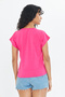 Women's V-Neck T-Shirt Fuchsia Color Sleeveless - 2