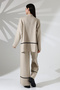 Stretchy Knitwear Oversized Sweater and High Waist Wide Leg Pants with Stripe Black Bottom Top Knitwear Set - 8
