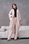 Women's Floral Embroidered Linen Bat Sleeve Double Set