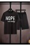 Nope Printed T-Shirt Short Wide Leg Comfortable Fit Black Bottom Black Top Short Set