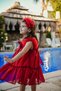 Girl's Evening Dress with Crown Accessory, Shoulder Ruffle Detail, Glitter and Bow, Girl's Birthday and Party Dress E - 5