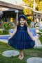 Girl's Evening Dress with Crown Accessory, Shoulder Ruffle Detail, Glitter and Bow, Girl's Birthday and Party Dress E