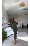 Women's Half Turtleneck Suede Fabric Opportunity Product Midi Length Dress - 3