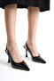 Women's Ankle Strap Wide Metal Buckle Detailed Patent Leather Stiletto - 6