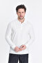 Frank Men's White 100% Cotton Pique Knitted Stretch Fabric Slim Fit Long Sleeve Polo T-Shirt