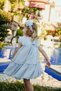 Girl's Evening Dress with Crown Accessory, Shoulder Ruffle Detail, Glitter and Bow, Girl's Birthday and Party Dress E - 6