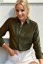 Women's Khaki Emerald Slim Corduroy Shirt - 4
